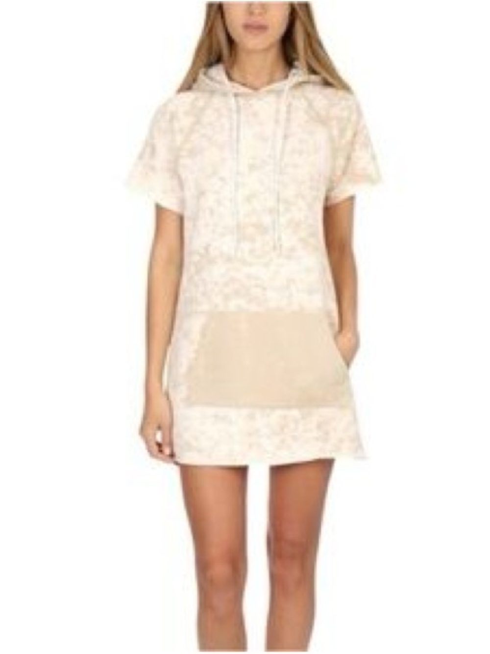 Cotton Citizen Cream Tan Tie Dye Short Sleeve  Hoodie Sweater Dress XS